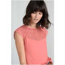Jersey Blouse with Crochet Neckline