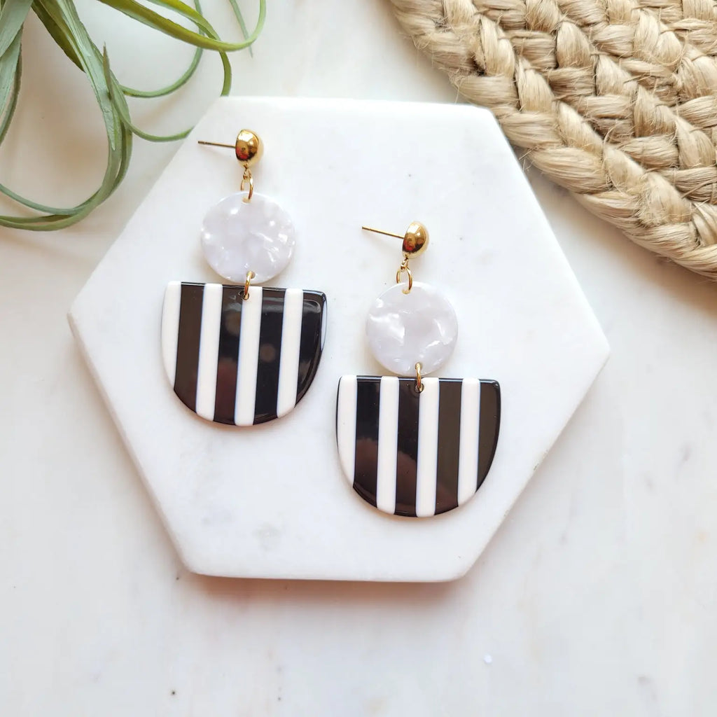 Black and White Striped Earring