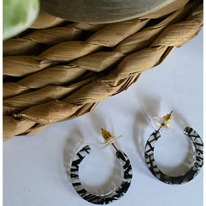Onyx and Clear Mini Hoops