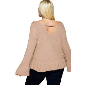 Plus Size Wide V-Neck Sweater - Janet and Jo