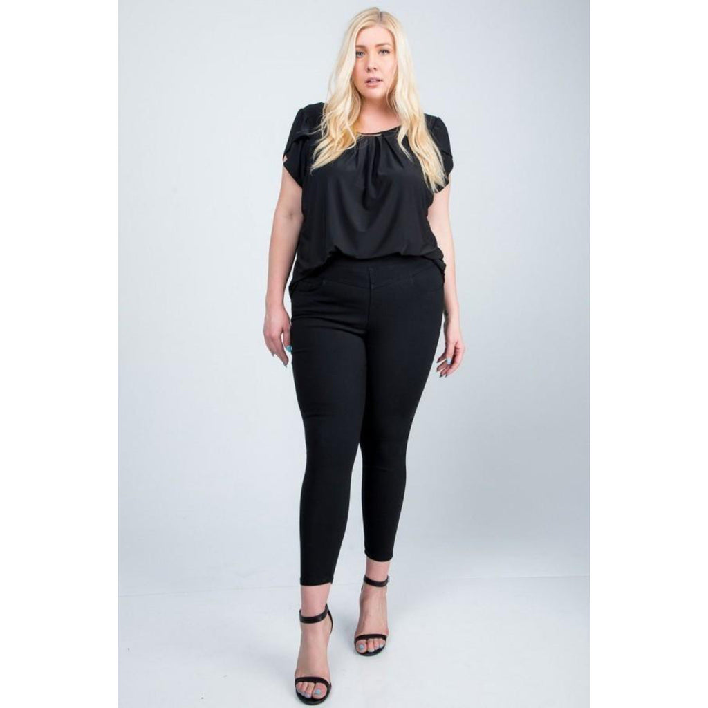 Comfy Black Plus Size High Rise Jean/Jeggings - Janet and Jo