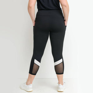 High Waist Mesh Color Block Leggings with Pockets - Janet and Jo
