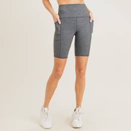 High Waisted Bicycle Shorts -  Heather Grey