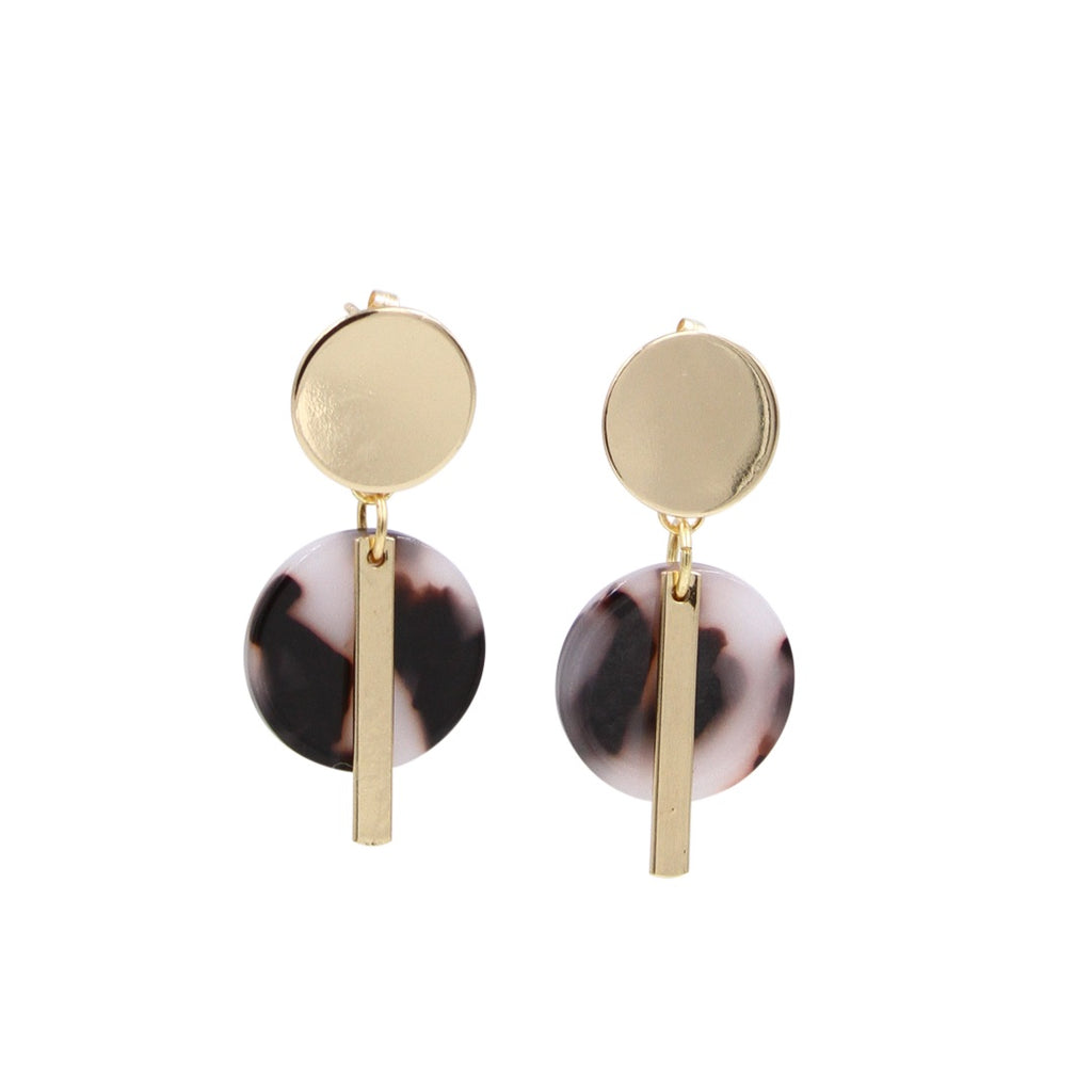 Gold and Tortoise Acetate Geometric Earring - Janet and Jo