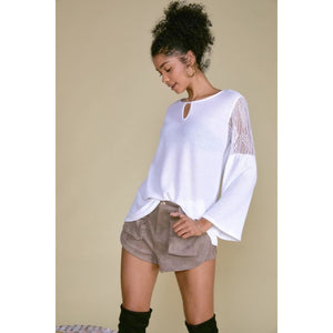 White Mid-Weight Thermal Shirt - Janet and Jo