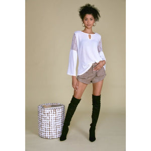 White Mid-Weight Thermal Shirt - Janet and Jo