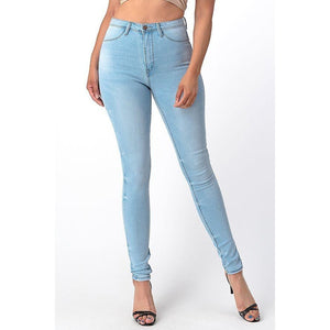 High Rise Light Wash Skinny Jeans - Janet and Jo
