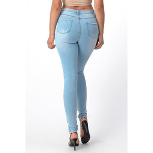 High Rise Light Wash Skinny Jeans - Janet and Jo