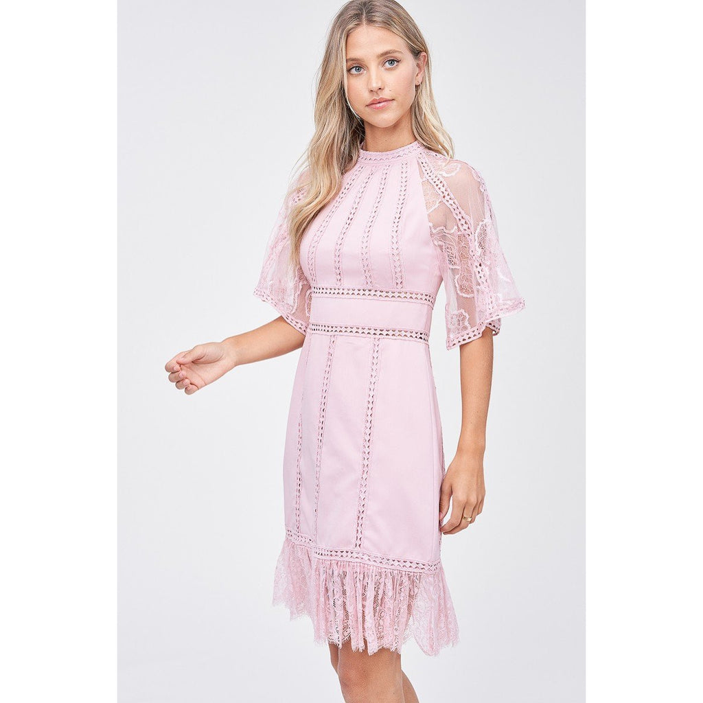 Ana  Lace Cape Sleeve Dress