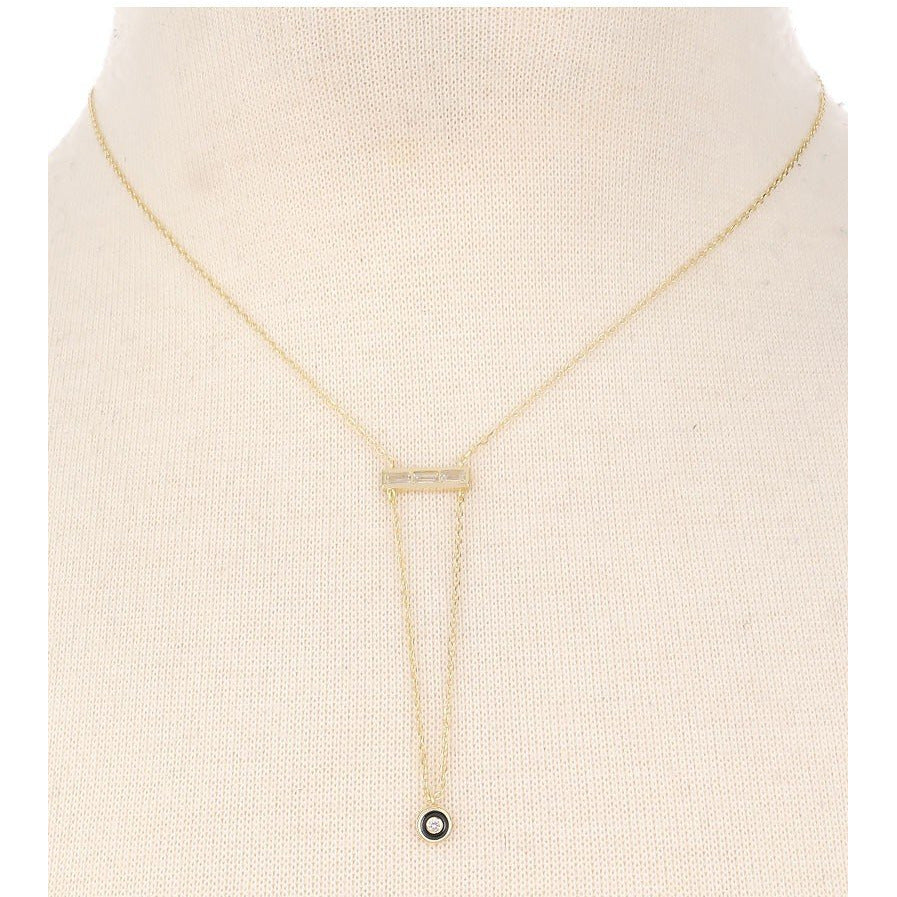 Gold Necklace with Black Enamel Accent - Janet and Jo