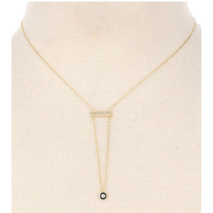 Gold Necklace with Black Enamel Accent - Janet and Jo