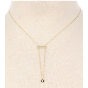 Gold Necklace with Black Enamel Accent - Janet and Jo