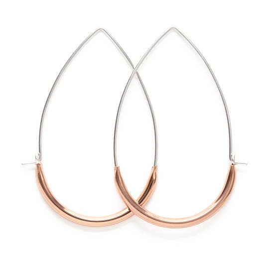 Rose Gold Tear Drop Hoops