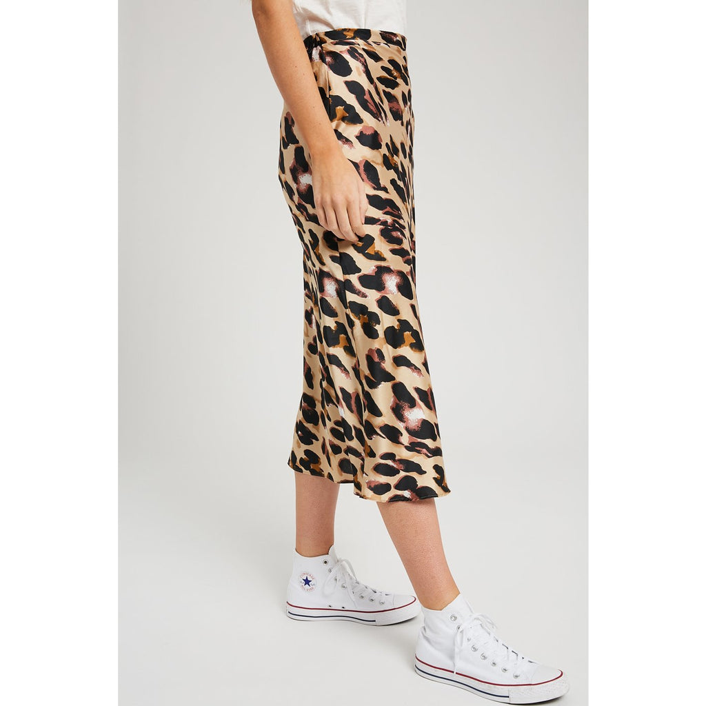 Midi Length Satin Finish Skirt - Janet and Jo