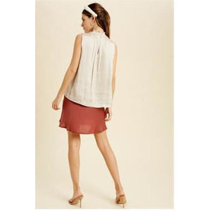 Smocked Neck Satin Blouse - Janet and Jo