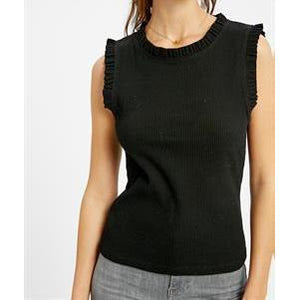 Sleeveless Ruffled Knit Shirt - Janet and Jo