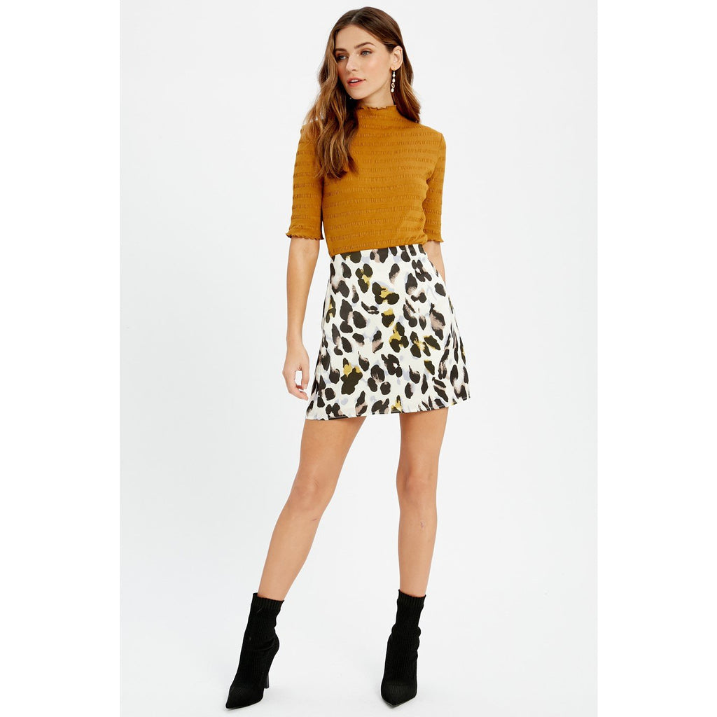 Cropped Creme Animal Print Skirt - Janet and Jo