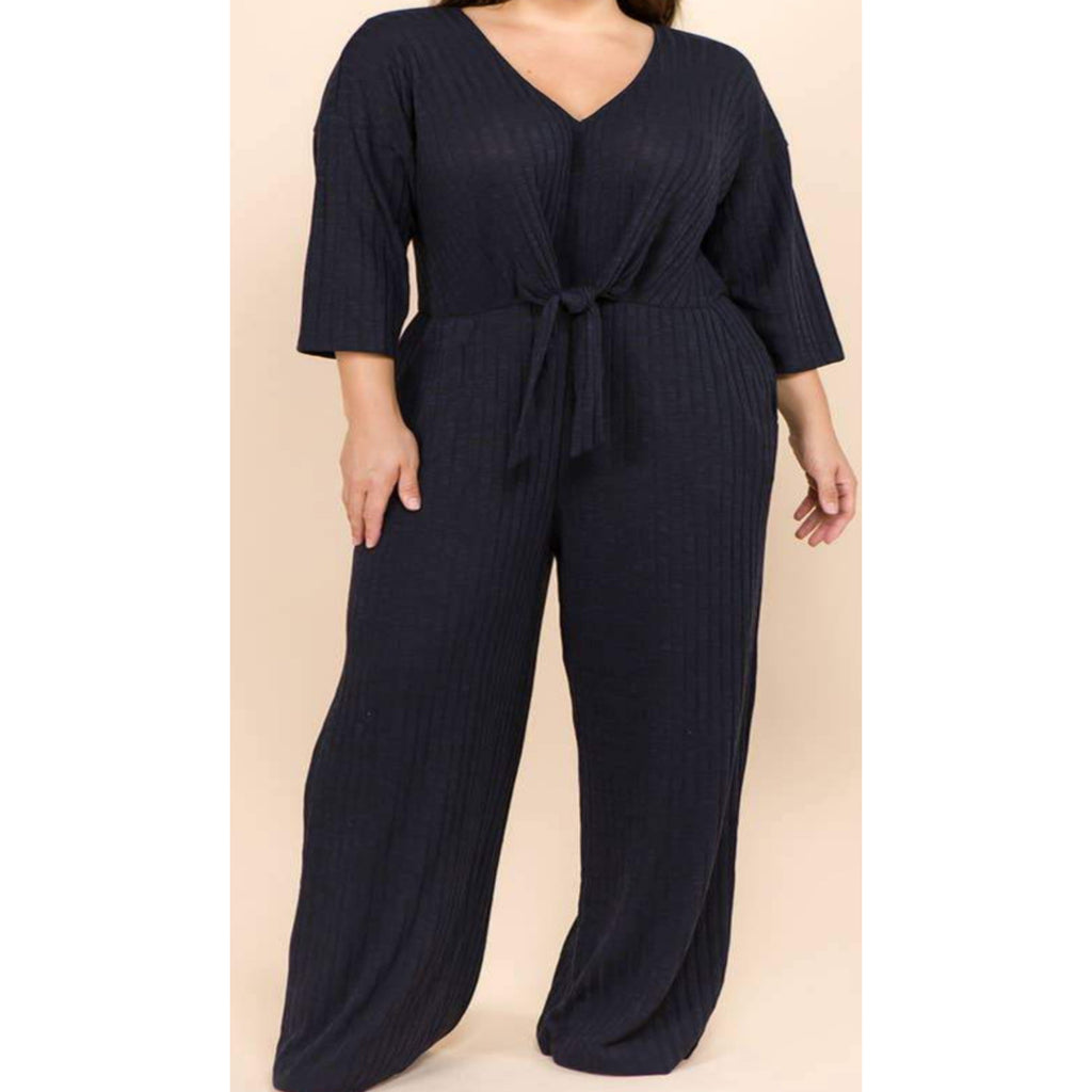 Cozy Knit Jumpsuit- Navy