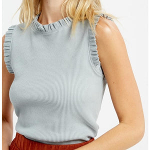 Sleeveless Ruffled Knit Shirt - Janet and Jo