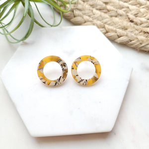 Yellow Multi Colored Stud Earrings